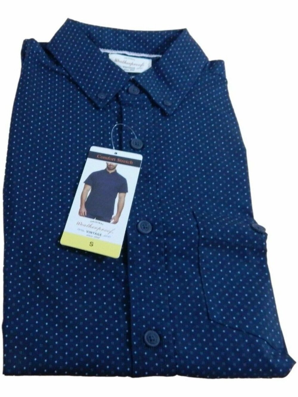 Weatherproof Vintage Men's Comfort Stretch Shirt Short Sleeve Shirt, BLUE, S